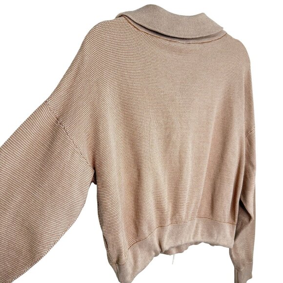 Varley Tan Pullover Sweater With Drawstring Hem, M - Picture 4 of 10